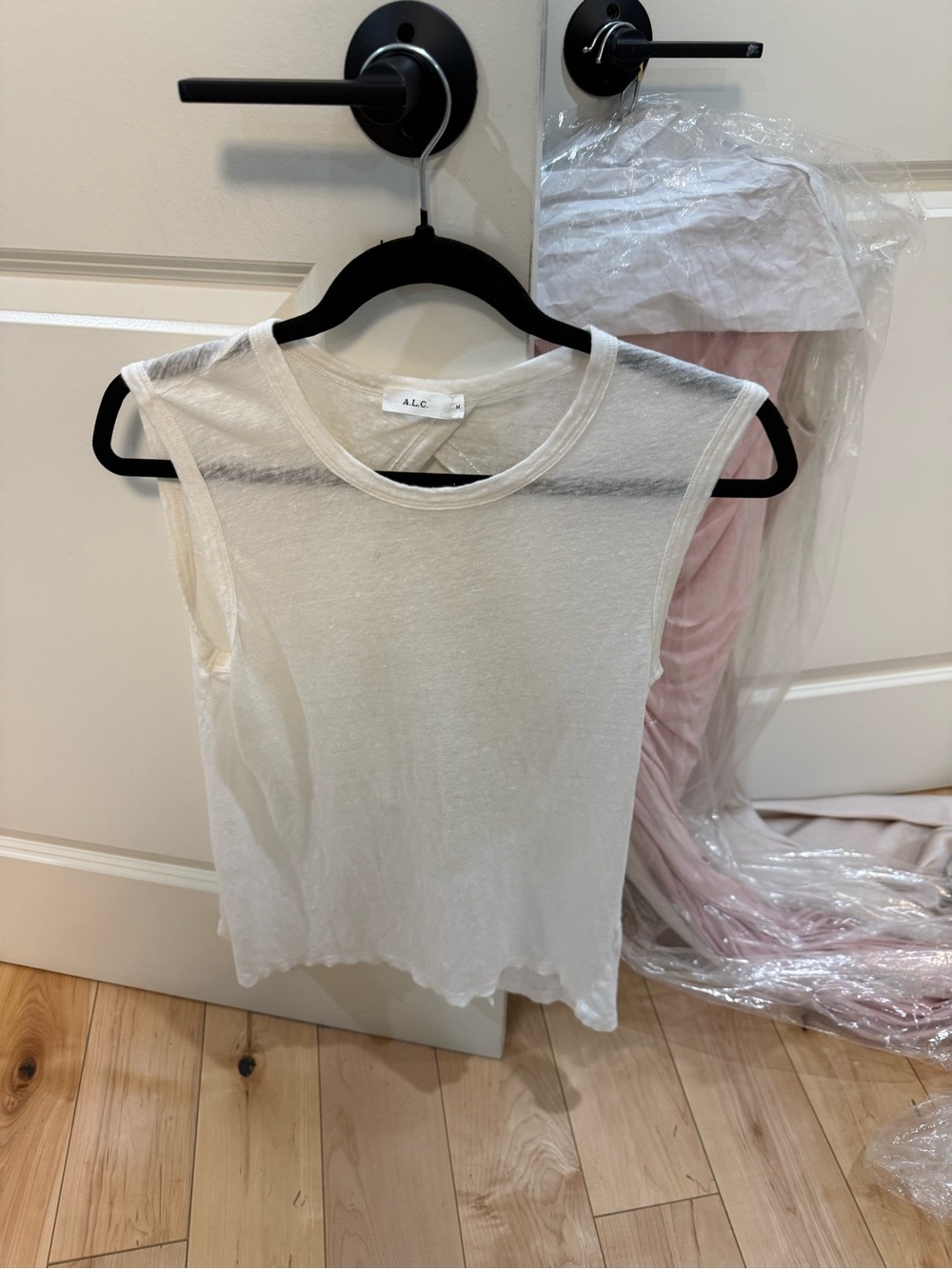 A.L.C. Sheer Ivory Sleeveless Tank